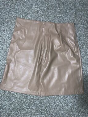 Faux Leather Mini Skirt in Blush Taupe